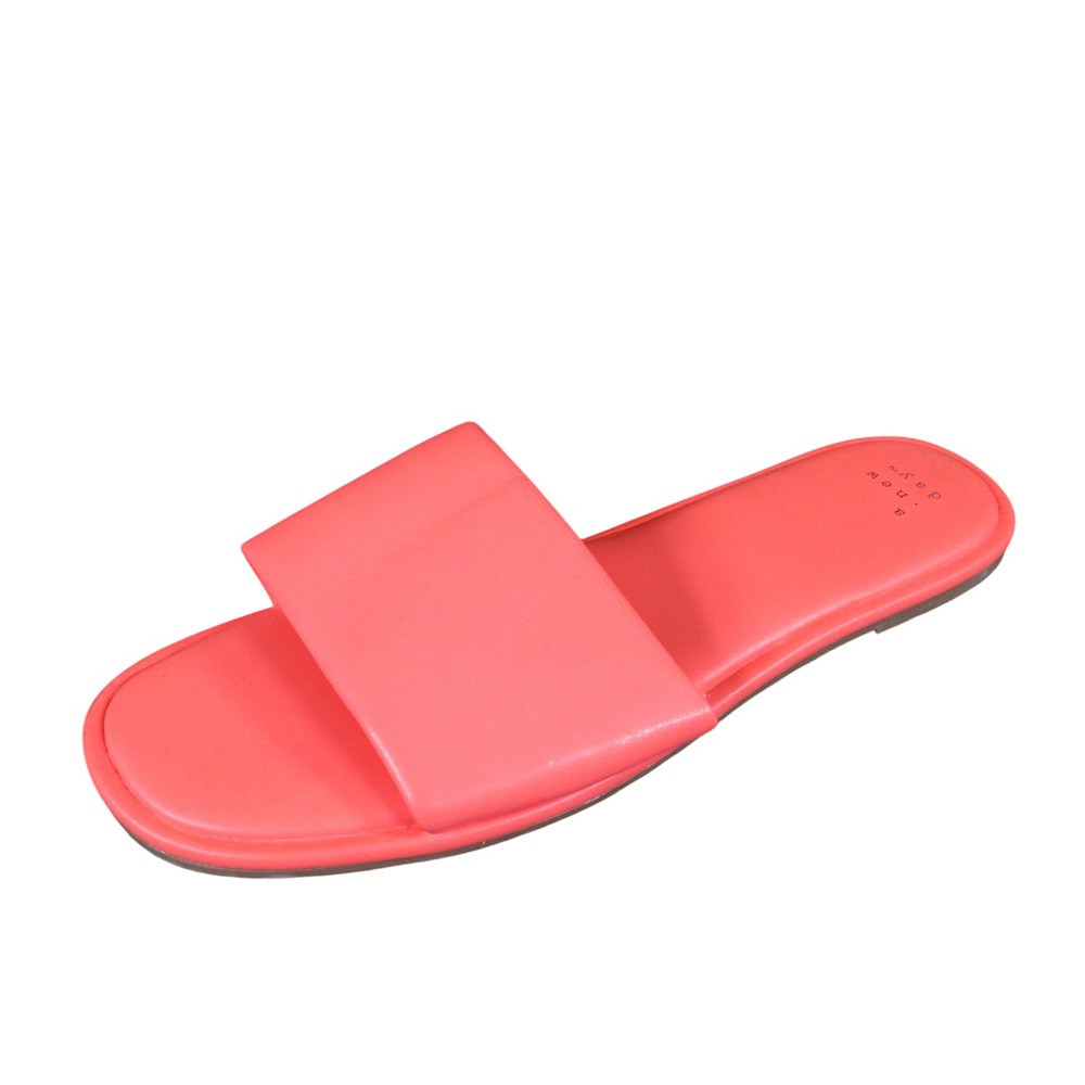 A New Day Lulu Women Slide Sandals Size 8 Summer Beach Pool Coral Pink Red